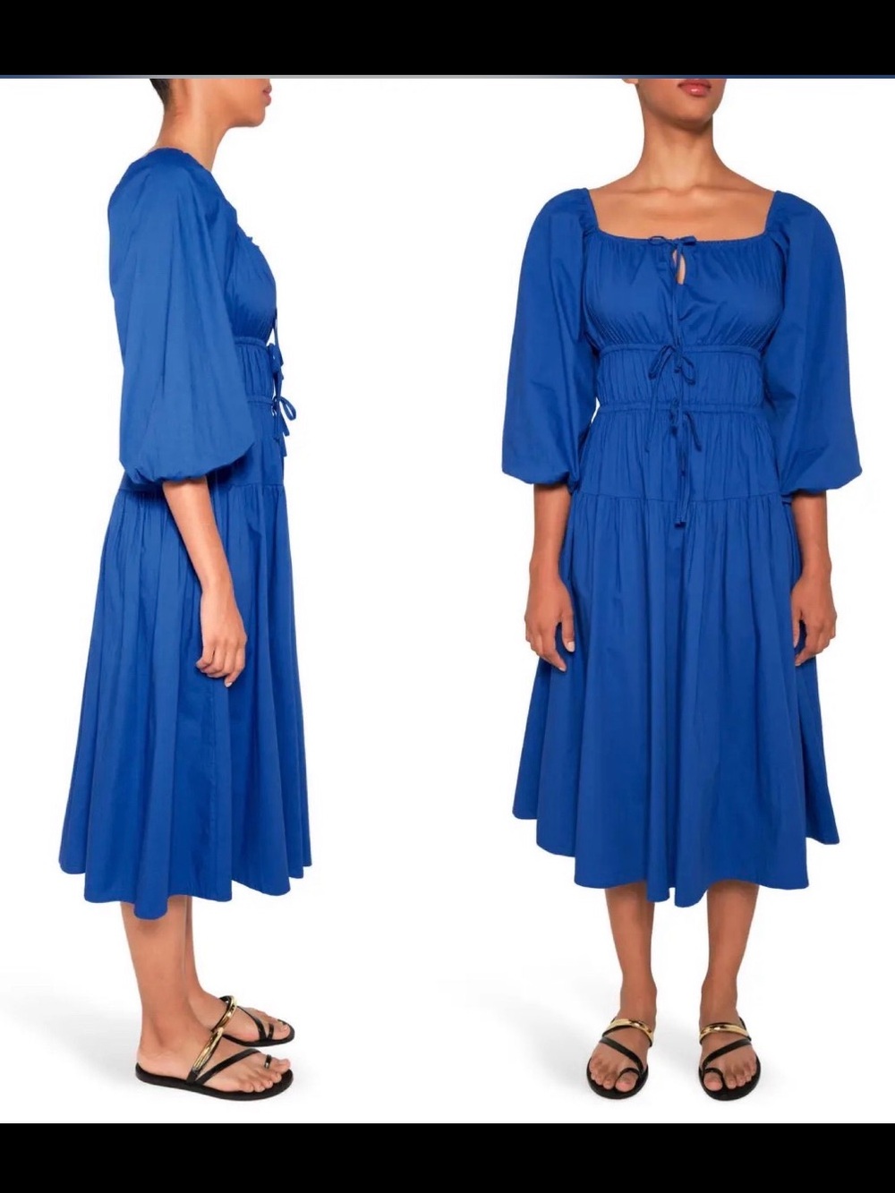 NWT the lulo project $395 bahia midi dress (royal blue) size Small
